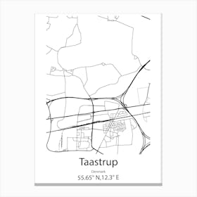 Taastrup,Denmark Minimalist Map Canvas Print