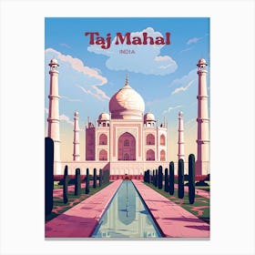 Taj Mahal India Vintage Modern Travel Illustration Canvas Print