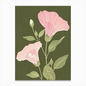 Pink & Green Hollyhock Canvas Print