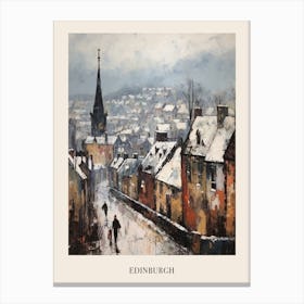 Vintage Winter Painting Poster Edinburgh Scotland 4 Canvas Print