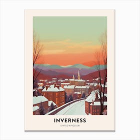 Vintage Winter Travel Poster Inverness United Kingdom 1 Canvas Print