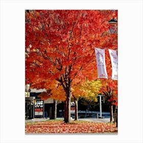 An Autumnal Scene Rich In Fall Foliage Utilizing A Vibrant Red And Orange Color Palette Showcasin (2) 1 Canvas Print