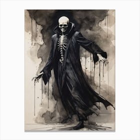Dance With Death Skeleton Painting (11) Canvas Print