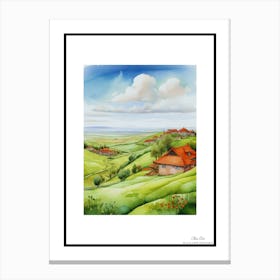 Green plains, distant hills, country houses,renewal and hope,life,spring acrylic colors.43 Canvas Print