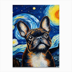 French Bulldog Starry Night Dog Portrait 2 Canvas Print