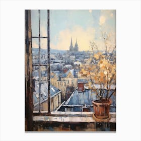 Winter Cityscape Paris France 6 Canvas Print