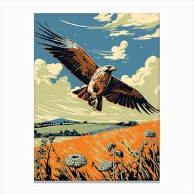 Vintage Bird Linocut Harrier 3 Canvas Print