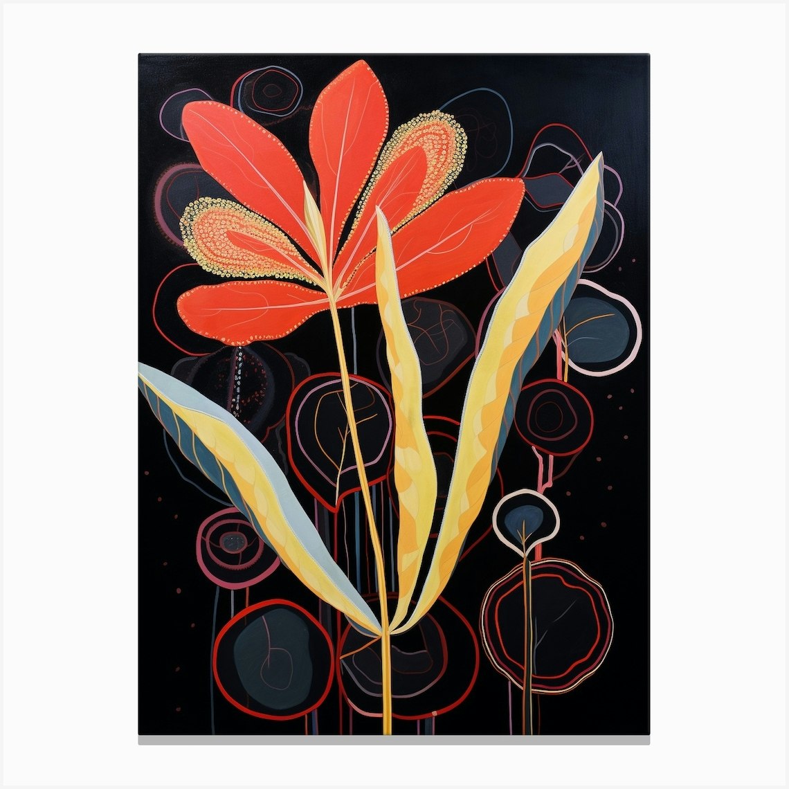 Kangaroo Paw 1 Hilma Af Klint Inspired Flower Illustration Canvas Print by Botanic Studio