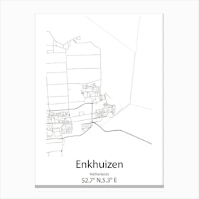 Enkhuizen,Netherlands Minimalist Map Canvas Print