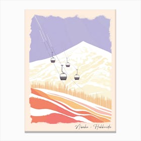 Poster Of Niseko   Hokkaido, Japan, Ski Resort Pastel Colours Illustration 2 Canvas Print