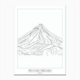 Pico De Orizaba Mexico Line Drawing 5 Poster Canvas Print