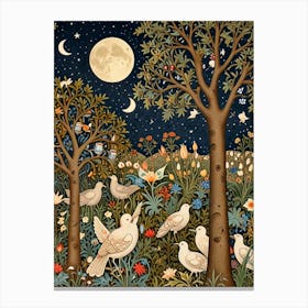 William Morris Doves In The Moonlight Canvas Print