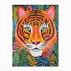 Tiger Art In Outsider Art Style 3 Canvas Print