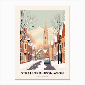 Vintage Winter Travel Poster Stratford Upon Avon United Kingdom 2 Canvas Print