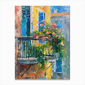 Balcony Painting In Piraeus 4 Canvas Print