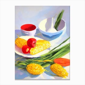 Corn Tablescape vegetable Canvas Print