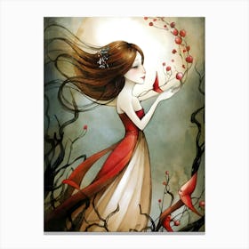 Girl In A Red Dress Canvas Print