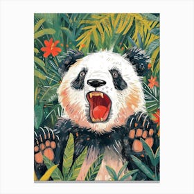 Giant Panda Growling Storybook Illustration 2 Canvas Print