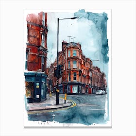 Hackney London Borough   Street Watercolour 7 Canvas Print
