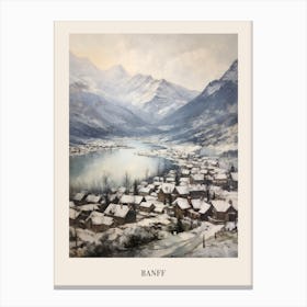 Vintage Winter Painting Poster Banff Canada 4 Canvas Print
