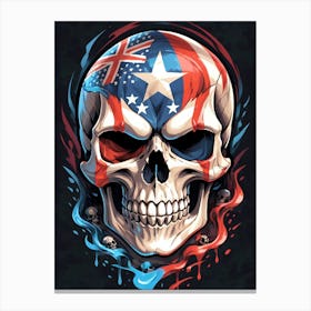 American Flag Floral Face Evil Death Skull (15) Canvas Print