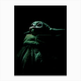 Grogu Baby Yoda (Star Wars The Mandalorian) In A Pixel Dots Art Style Canvas Print