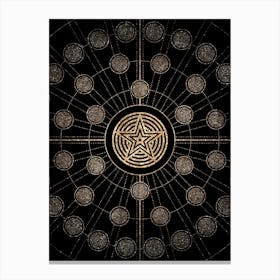 Geometric Glyph Radial Array in Glitter Gold on Black n.0268 Canvas Print