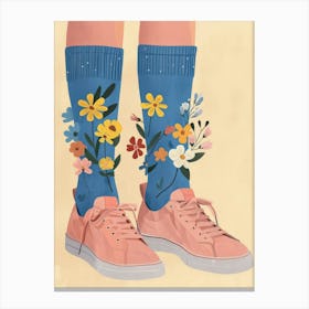 Illustration Pink Sneakers And Flowers 9 Canvas Print