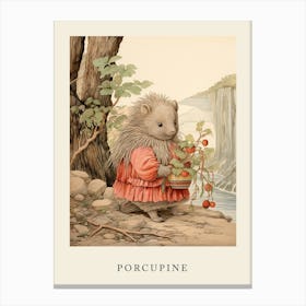 Beatrix Potter Inspired  Animal Watercolour Porcupine 3 Canvas Print