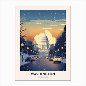 Winter Night  Travel Poster Washington Dc Usa 2 Canvas Print