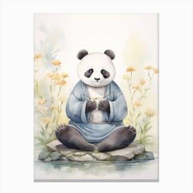 Panda Art Practicing Yoga Watercolour 2 Canvas Print