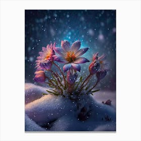 Lotus Flower In The Snow Canvas Print