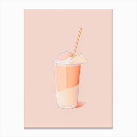 Peach Milkshake Dairy Food Minimal Line Drawing 1 Canvas Print