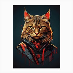 Cat With Blood Splatters Canvas Print