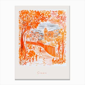 Siena Italy Orange Drawing Poster Canvas Print