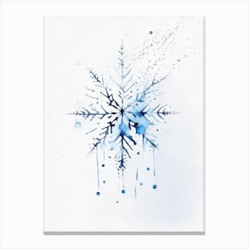 Water, Snowflakes, Minimalist Watercolour 5 Canvas Print