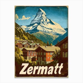 Aihrgdesign A Vintage Travel Poster Of Zermatt 2 Canvas Print