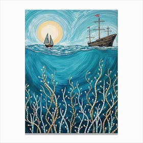 Sailing Ship In The Ocean Canvas Print