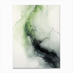 Sage Green And Black Flow Asbtract Painting 0 Canvas Print