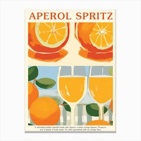 Aperol Spritz Cocktail Poster Pattern Kitchen Art Oranges Canvas Print