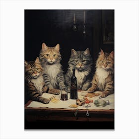 The Bachelors Party, Louis Wain Cats 1 Canvas Print