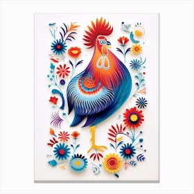 Scandinavian Bird Illustration Chicken 6 Canvas Print