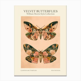 Velvet Butterflies Collection Luminous Butterflies William Morris Style 4 Canvas Print