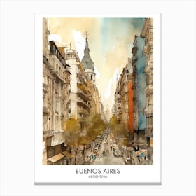 Buenos Aires Argentina Watercolour Travel Poster 2 Canvas Print