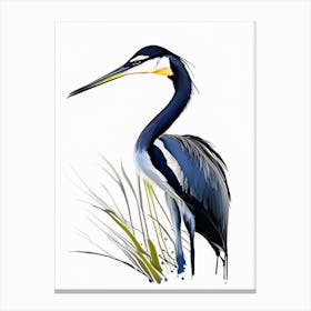 Black Headed Heron Impressionistic 2 Canvas Print