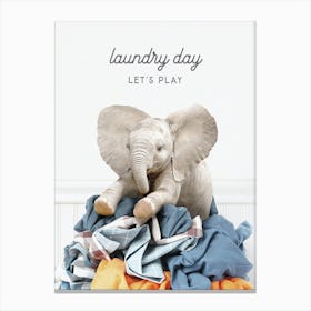 Baby Elephant Laundry Day Let S Play Canvas Print