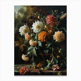 Baroque Floral Still Life Dahlia 2 Canvas Print