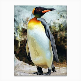 Galapagos Penguin Bartolom Island Colour Block Painting 2 Canvas Print