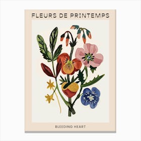 Spring Floral French Poster  Bleeding Heart 1 Canvas Print