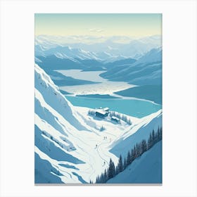 Hakuba   Nagano, Japan, Ski Resort Illustration 3 Simple Style Canvas Print